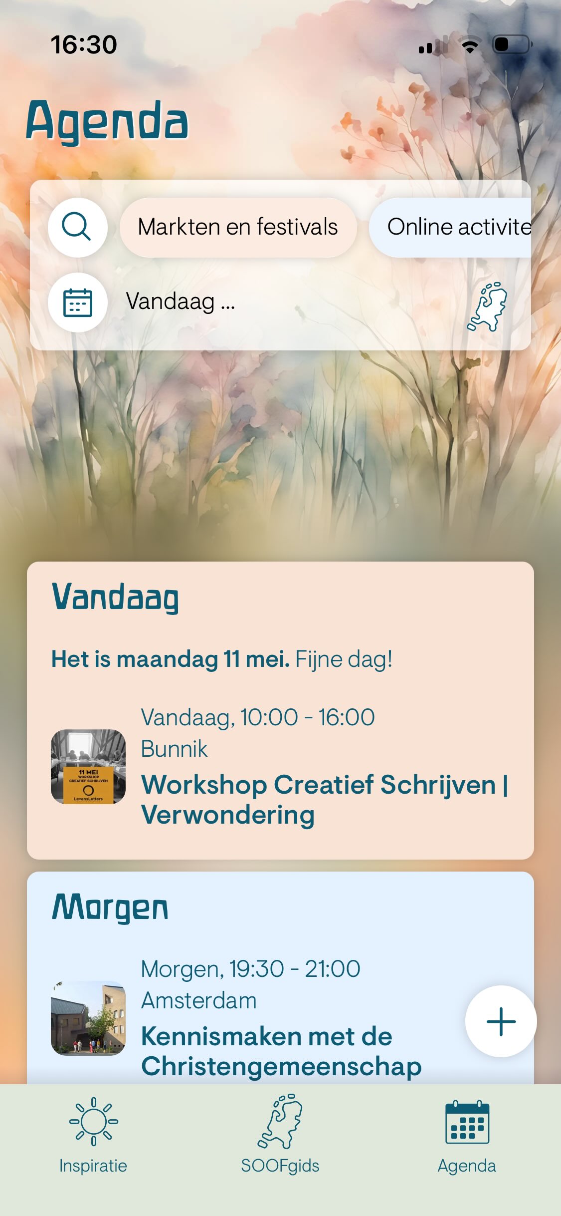 SOOF agenda met activiteiten en evenementen
